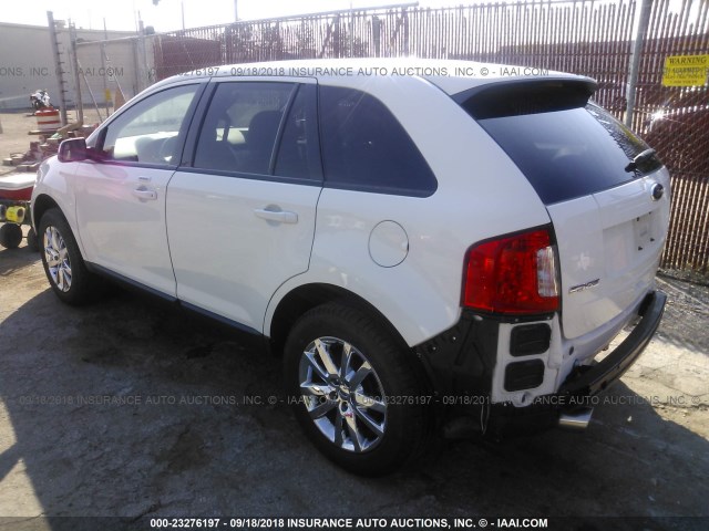 2FMDK3JC2DBA58410 - 2013 FORD EDGE SEL WHITE photo 3