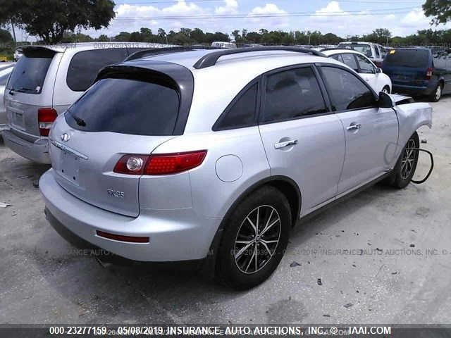 JNRAS08W67X204617 - 2007 INFINITI FX35 SILVER photo 4