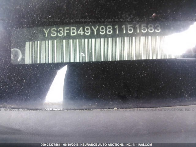 YS3FB49Y981151583 - 2008 SAAB 9-3 2.0T GRAY photo 9