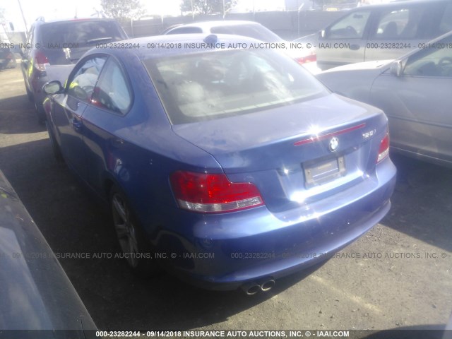 WBAUP73589VK76307 - 2009 BMW 128 I BLUE photo 3