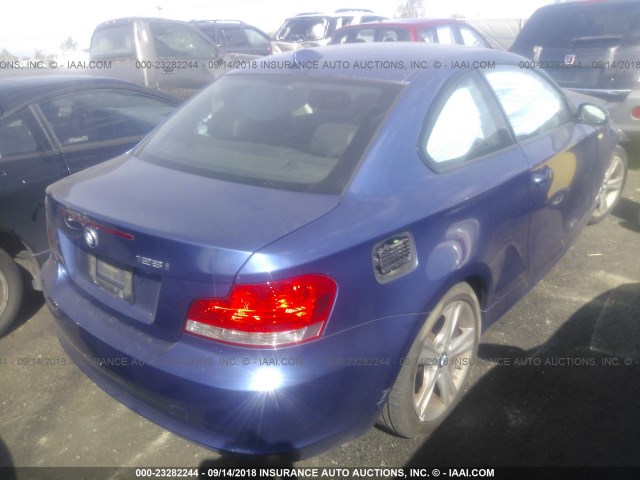 WBAUP73589VK76307 - 2009 BMW 128 I BLUE photo 4