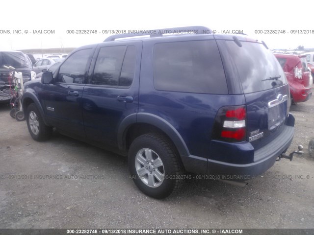 1FMEU63E27UA95048 - 2007 FORD EXPLORER XLT BLUE photo 3