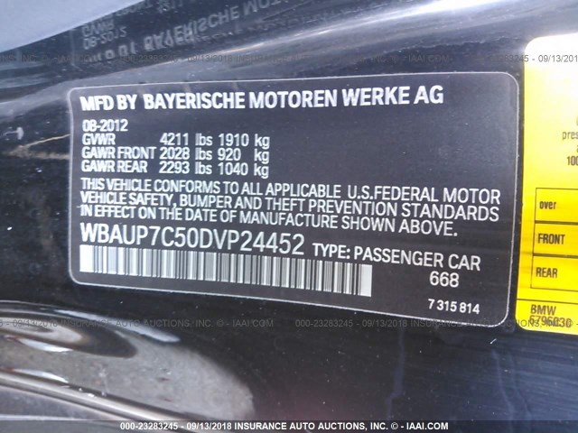 WBAUP7C50DVP24452 - 2013 BMW 128 I BLACK photo 9