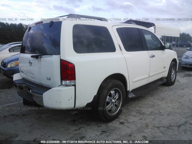 5N1AA08B75N708226 - 2005 NISSAN ARMADA SE/LE WHITE photo 4