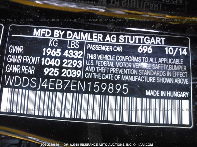 WDDSJ4EB7EN159895 - 2014 MERCEDES-BENZ CLA 250 BLACK photo 9