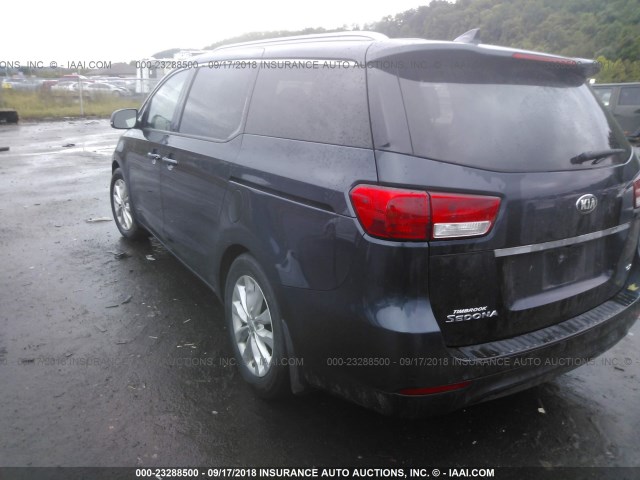 KNDMC5C15F6060050 - 2015 KIA SEDONA EX/SX BLUE photo 3