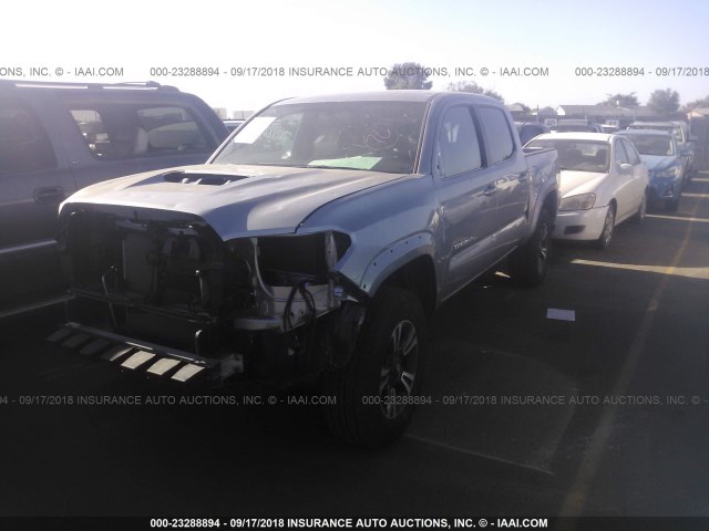 3TMCZ5AN9HM089554 - 2017 TOYOTA TACOMA DBL CAB/SR/TRDSPT/OR/PRO SILVER photo 2