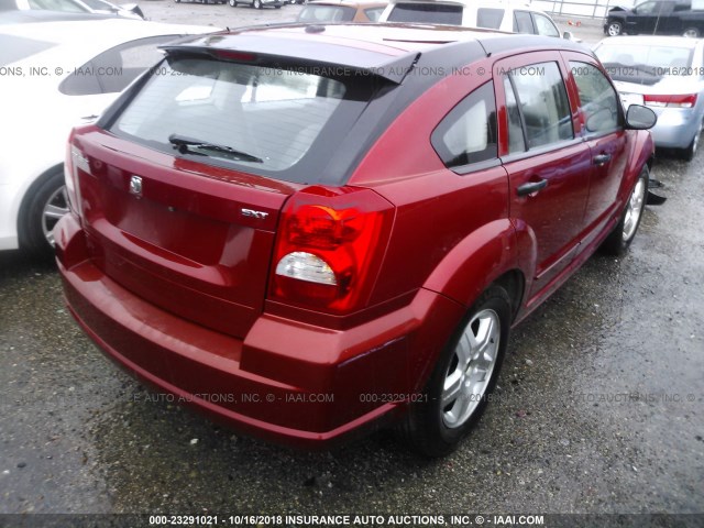 1B3HB48B87D104931 - 2007 DODGE CALIBER SXT RED photo 4