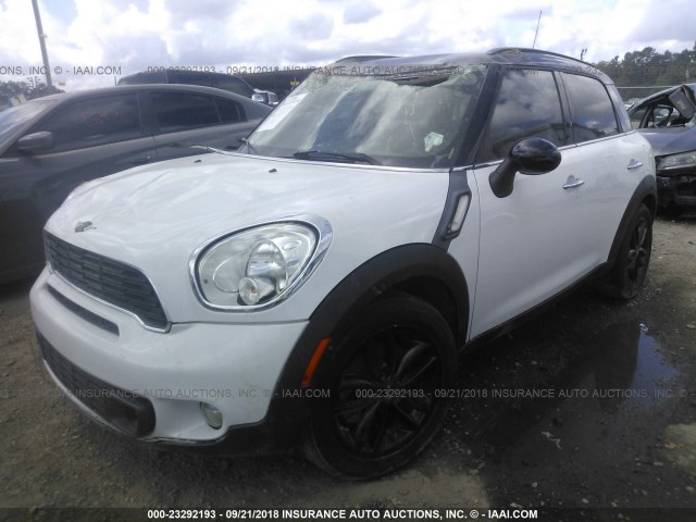 WMWZC3C57DWP24937 - 2013 MINI COOPER S COUNTRYMAN WHITE photo 2