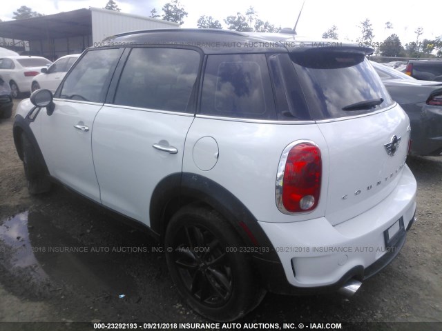 WMWZC3C57DWP24937 - 2013 MINI COOPER S COUNTRYMAN WHITE photo 3