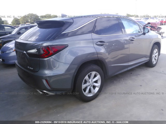 2T2ZZMCA0HC057952 - 2017 LEXUS RX 350/BASE/F SPORT GRAY photo 4