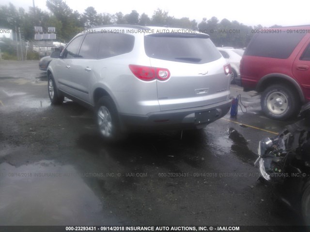 1GNKRFED9CJ327144 - 2012 CHEVROLET TRAVERSE LS SILVER photo 3