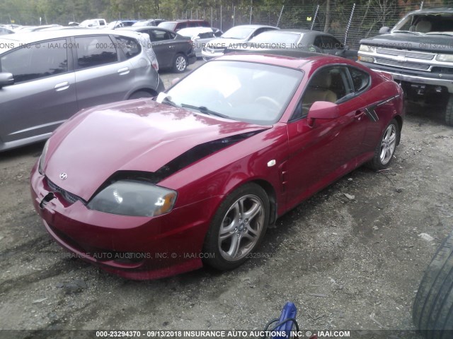 KMHHN65F56U202852 - 2006 HYUNDAI TIBURON GT/SE/GT LIMITED RED photo 2