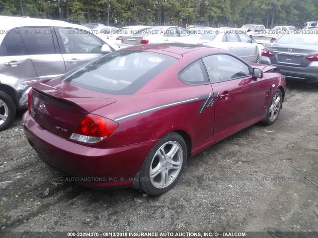 KMHHN65F56U202852 - 2006 HYUNDAI TIBURON GT/SE/GT LIMITED RED photo 4