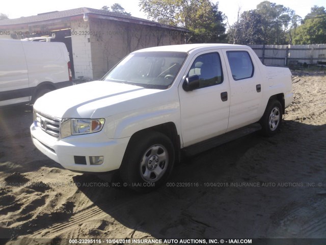 5FPYK1F20CB456220 - 2012 HONDA RIDGELINE RT WHITE photo 2