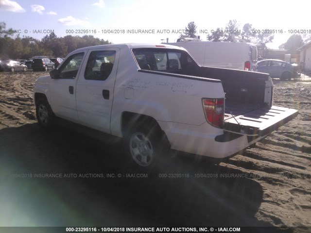 5FPYK1F20CB456220 - 2012 HONDA RIDGELINE RT WHITE photo 3