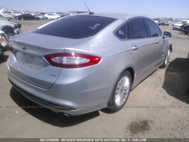 3FA6P0PU3GR195378 - 2016 FORD FUSION SE PHEV SILVER photo 4