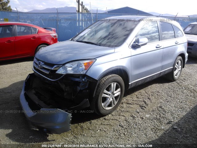 5J6RE4H75BL063771 - 2011 HONDA CR-V EXL Light Blue photo 2