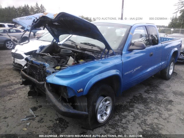 1B7GG22YXXS299469 - 1999 DODGE DAKOTA BLUE photo 2