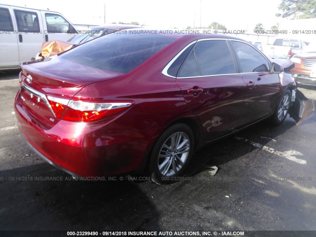 4T1BF1FK9FU981366 - 2015 TOYOTA CAMRY LE/XLE/SE/XSE RED photo 4