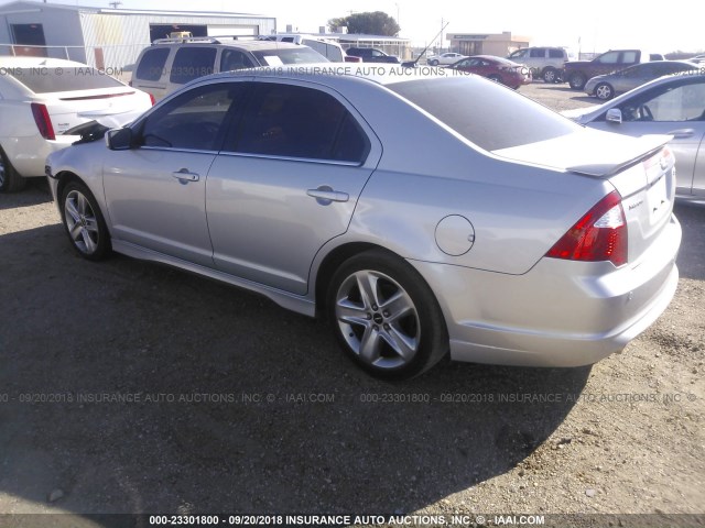 3FAHP0KC8AR348142 - 2010 FORD FUSION SPORT SILVER photo 3