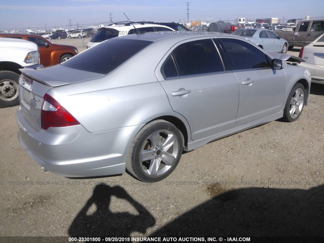 3FAHP0KC8AR348142 - 2010 FORD FUSION SPORT SILVER photo 4