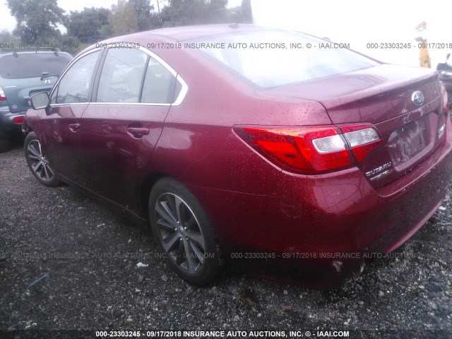 4S3BNAN68F3026561 - 2015 SUBARU LEGACY 2.5I LIMITED RED photo 3