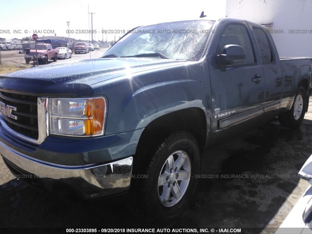 1GTEK19J78Z190632 - 2008 GMC SIERRA K1500 BLUE photo 2