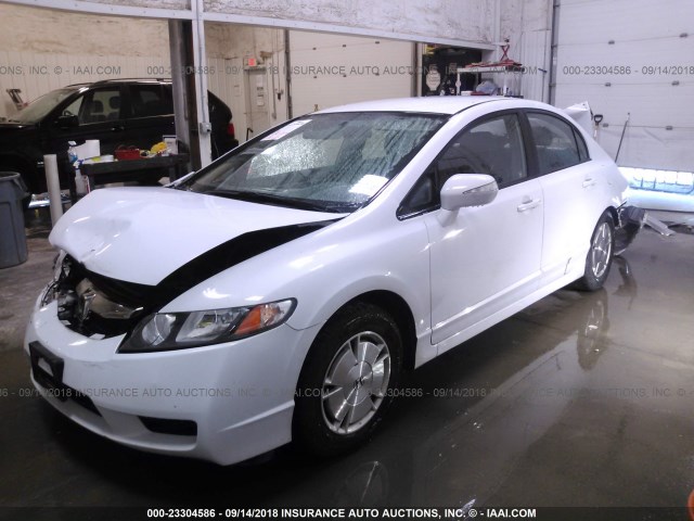 JHMFA3F27AS007226 - 2010 HONDA CIVIC HYBRID WHITE photo 2