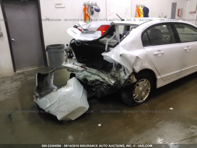 JHMFA3F27AS007226 - 2010 HONDA CIVIC HYBRID WHITE photo 6