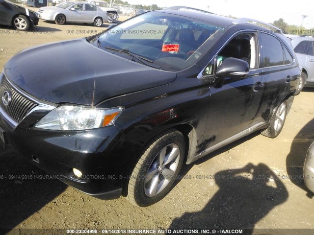 2T2BK1BA6AC015930 - 2010 LEXUS RX 350 BLACK photo 2