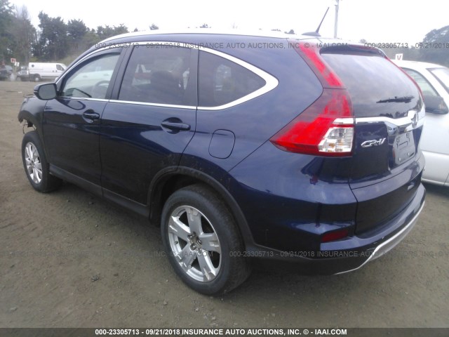 5J6RM4H91GL037826 - 2016 HONDA CR-V TOURING BLUE photo 3