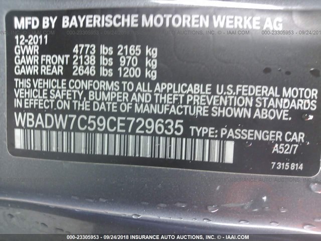 WBADW7C59CE729635 - 2012 BMW 328 I SULEV GRAY photo 9