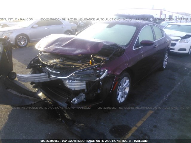 1C3CCCAB8GN105795 - 2016 CHRYSLER 200 LIMITED BURGUNDY photo 2