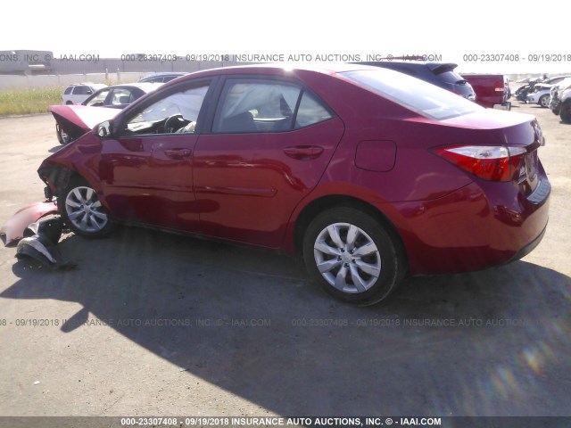 5YFBURHE7FP262579 - 2015 TOYOTA COROLLA L/LE/LE PLS/PRM/S/S PLS RED photo 3