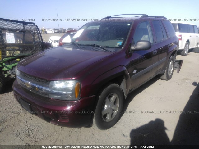 1GNDT13S952364724 - 2005 CHEVROLET TRAILBLAZER LS/LT MAROON photo 2