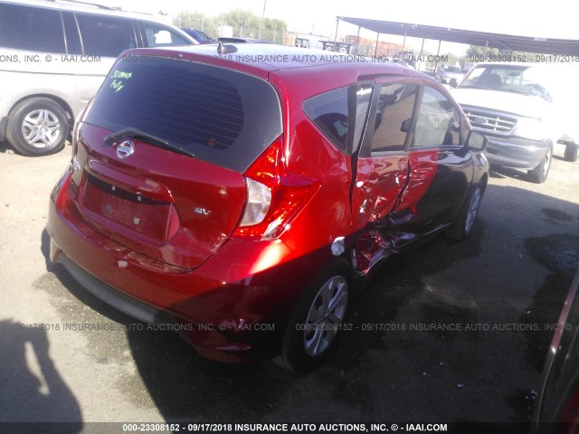 3N1CE2CP6HL352682 - 2017 NISSAN VERSA NOTE S/S PLUS/SV/SL/SR RED photo 4