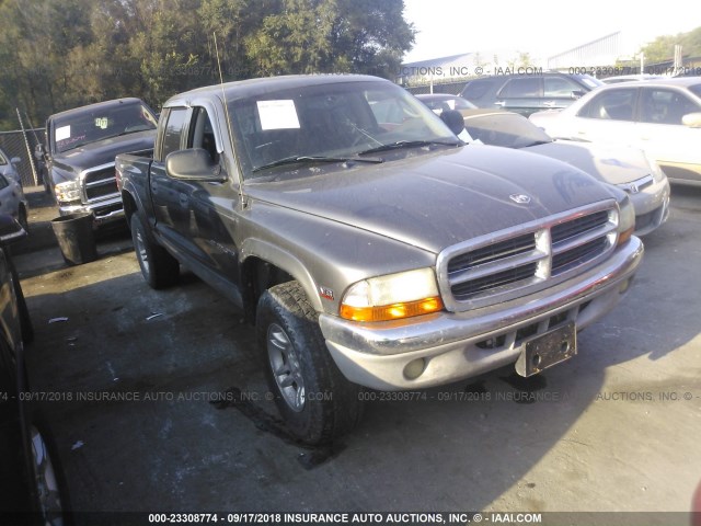 1B7HG48Z52S553047 - 2002 DODGE DAKOTA QUAD SLT GRAY photo 1