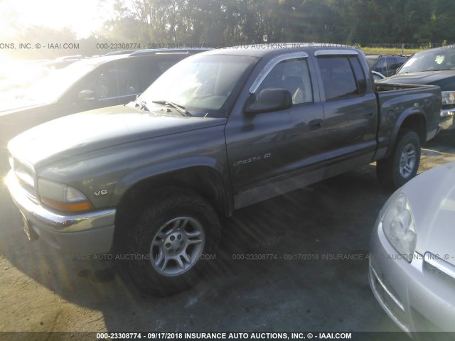 1B7HG48Z52S553047 - 2002 DODGE DAKOTA QUAD SLT GRAY photo 2