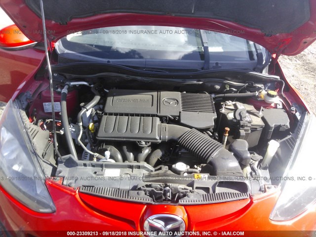 JM1DE1KZ4D0170324 - 2013 MAZDA MAZDA2 RED photo 10