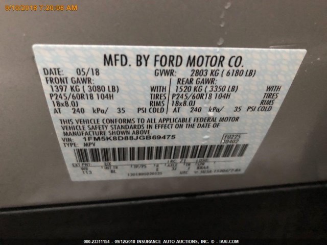 1FM5K8D88JGB69475 - 2018 FORD EXPLORER XLT SILVER photo 13