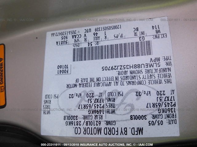 5LMEU88H35ZJ29705 - 2005 LINCOLN AVIATOR Qızıl foto 9