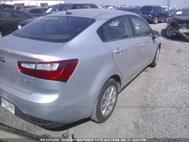 KNADN4A32F6467877 - 2015 KIA RIO EX/SX GRAY photo 4