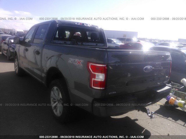 1FTEW1EGXJFC01466 - 2018 FORD F150 SUPERCREW GRAY photo 3