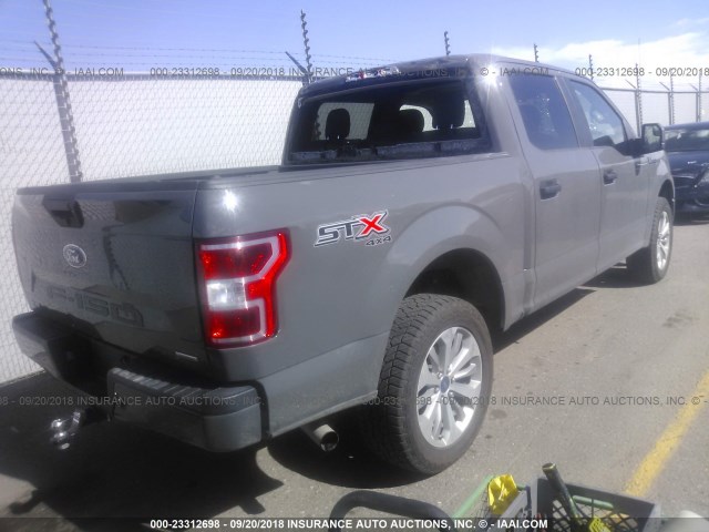 1FTEW1EGXJFC01466 - 2018 FORD F150 SUPERCREW GRAY photo 4