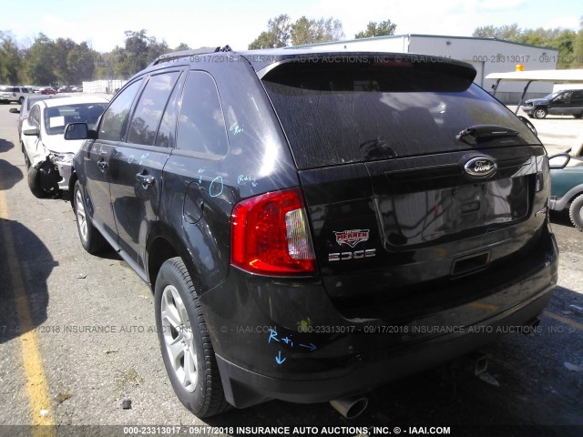 2FMDK4JC3DBB91926 - 2013 FORD EDGE SEL BLACK photo 3