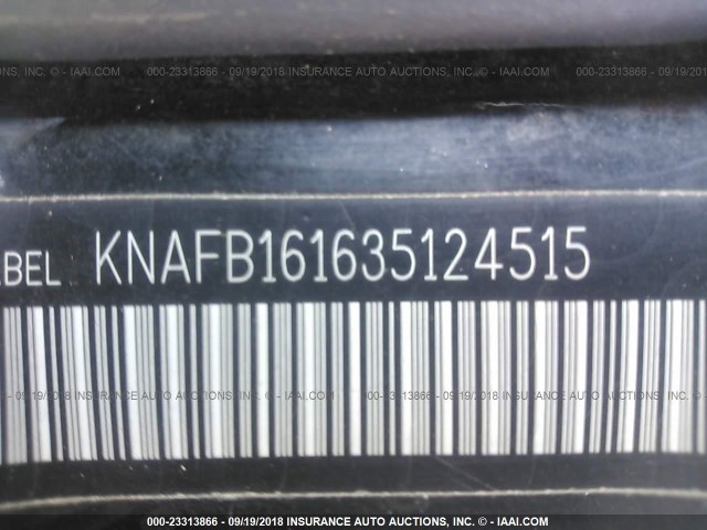 KNAFB161635124515 - 2003 KIA SPECTRA GS/GSX BLACK photo 9