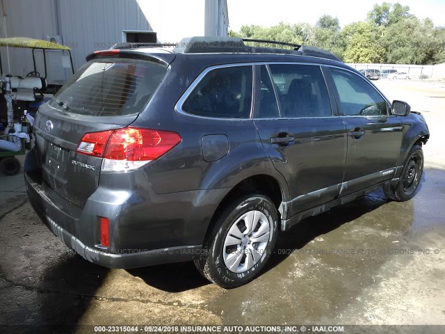 4S4BRCACXA3311455 - 2010 SUBARU OUTBACK 2.5I GRAY photo 4