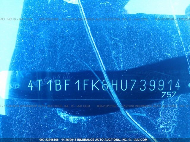 4T1BF1FK6HU739914 - 2017 TOYOTA CAMRY LE/XLE/SE/XSE RED photo 9