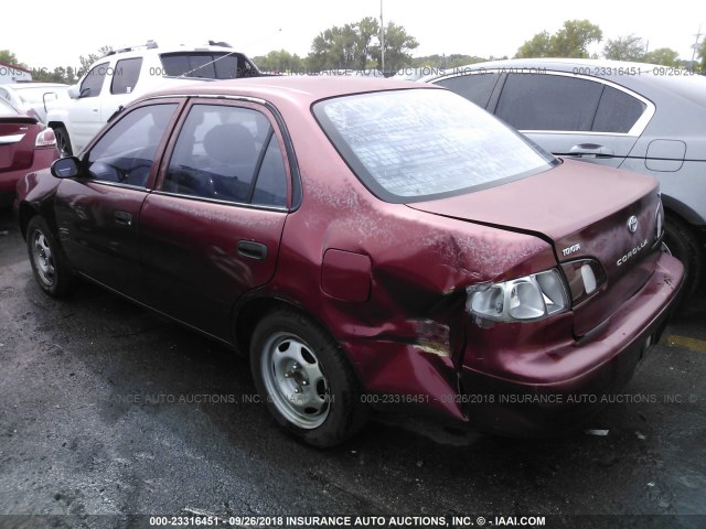 1NXBR12E3XZ177511 - 1999 TOYOTA COROLLA VE/CE/LE BURGUNDY photo 3